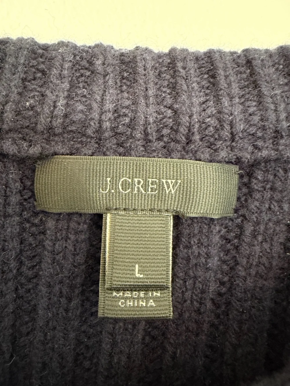 J. Crew Navy Cable Knit Sweater Pom Pom Textured Crewneck Size L